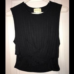 Black cropped ribbed top